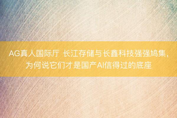AG真人国际厅 长江存储与长鑫科技强强鸠集，为何说它们才是国产AI信得过的底座