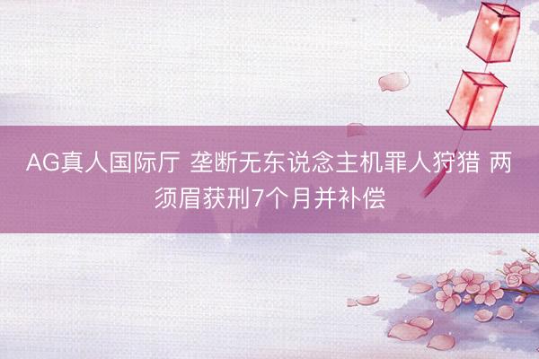 AG真人国际厅 垄断无东说念主机罪人狩猎 两须眉获刑7个月并补偿