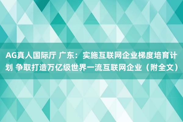 AG真人国际厅 广东:实施互联网企业梯度培育计划 争取打造万亿级世界一流互联网企业(附全文)